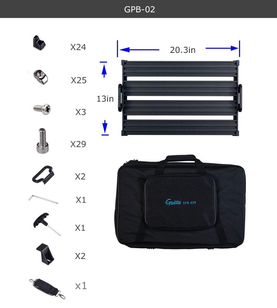 Guitto Guitar Effector Pedal Board Clamp Block Fixed Effect Pedal Board Aluminum Alloy with Ultra Light Carrying Bag (Medium)