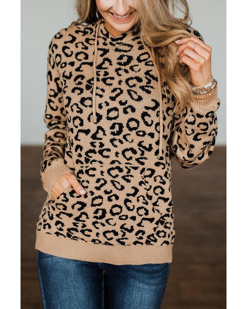 Azura Exchange Леопардовый вязаный худи со шнурком