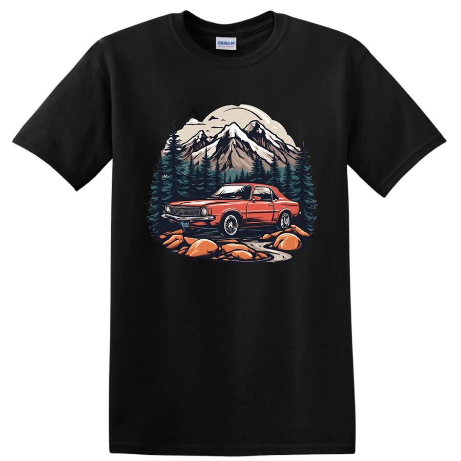 Vintage Car Mountains Adventure T Shirt Retro Classic Tee Nature Scenic Design