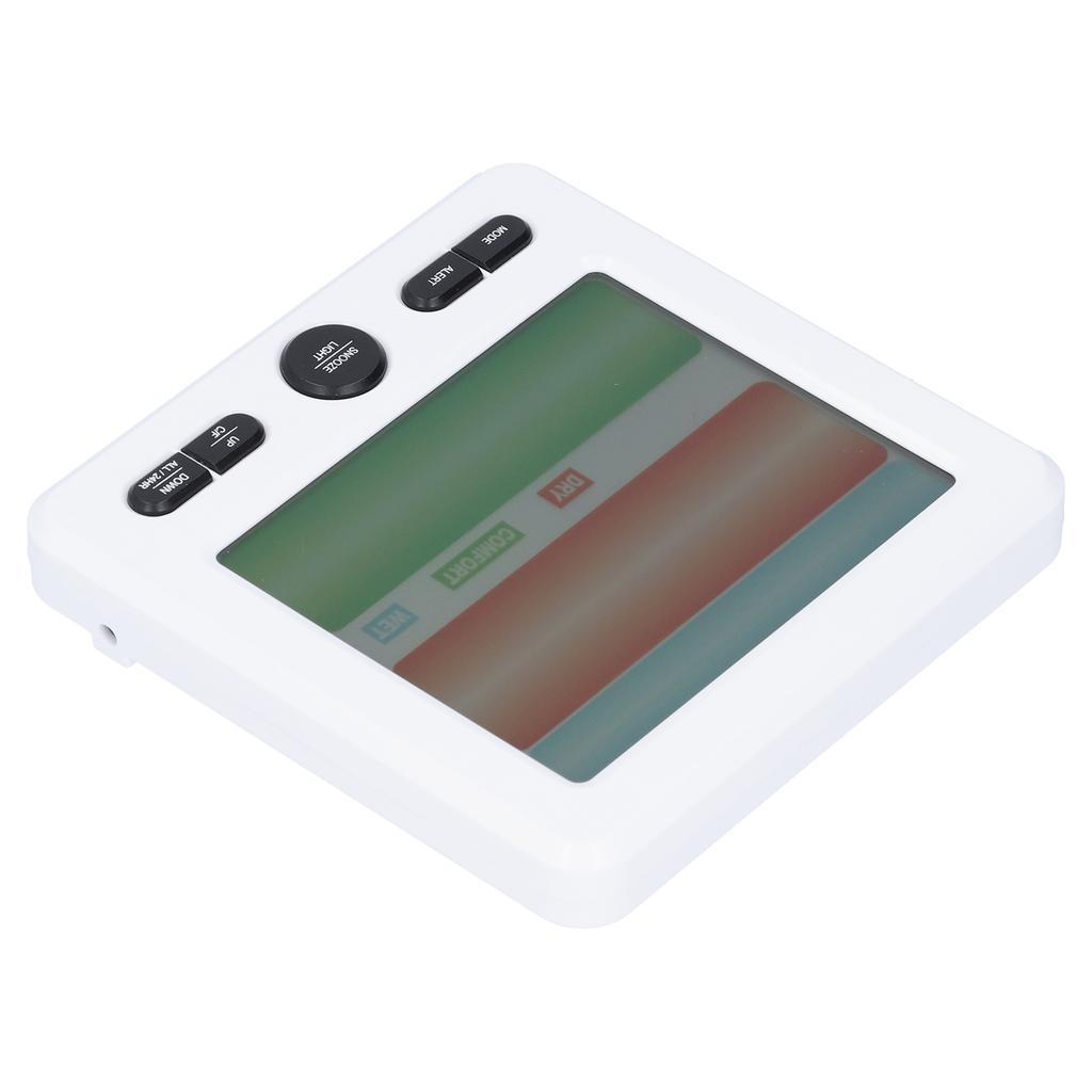 Электронный будильник с ЖК-дисплеем, мониторинг температуры и влажности, для использования в помещении, белый