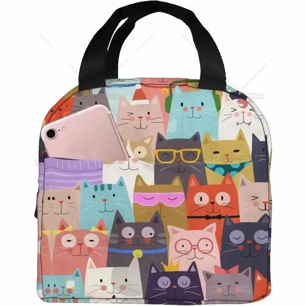 Розовые летние фрукты арбуз ананас кошка термосумка для ланча для девочек многоразовая сумка для ланча портативная сумка-холодильник для ланча