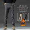 2024 осень/зима мужские плюшевые/обычные темно-серые повседневные брюки облегающего кроя прямые брюки высокого класса легкие роскошные деловые теплые длинные брюки