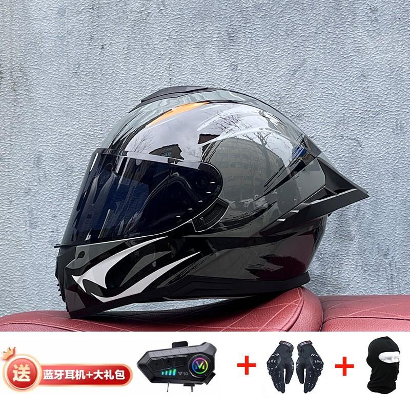 Full Face Motorcycle Helmet With External Bluetooth Module Men Women Large Rear Wing Sport Style DOT Approved