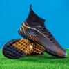 Футбольные бутсы с высоким верхом, мужские и женские кроссовки с шипами, настоящие длинные шипы, нескользящие, профессиональные футбольные бутсы для взрослых для искусственной травы