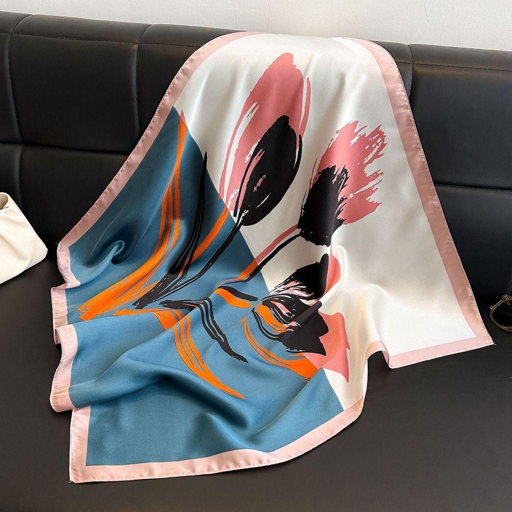 Polyester Lily Scarves Wrap Square Neckerchief Fashion Silk Hair Bands Female Accessories