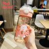1Pcs Juice Milk Children Drinkware with Lid Straw Sticker Tumbler Cup Portable Water Bottle  Kids