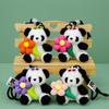 Adorable Panda Plush Keychain - Floral Spring Backpack Pendant Doll