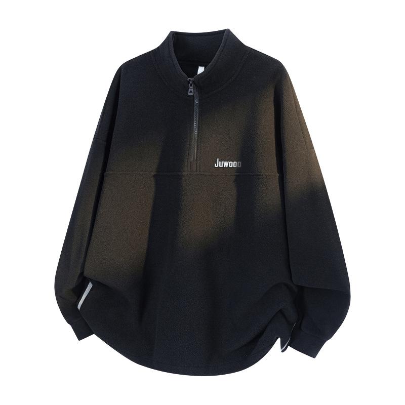 Худи на молнии мужское флисовое осенне-зимнее худи со стойкой воротником, свободное и универсальное