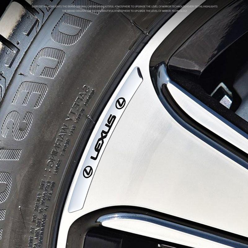 4Pcs Aluminum Alloy Car Wheel Rim Decal Decorative Sticker For Lexus F-SPORT ES RX NX LS UX LM LX GX LC RZ IS CT GS RC HS SC TX
