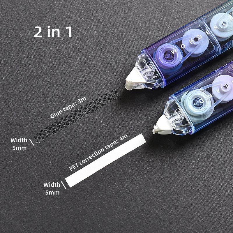 1pcs Gradual Color Correction Tape & Glue Tape Rainbow Design 2 In 1 Dual-side Correcting & Adhesive