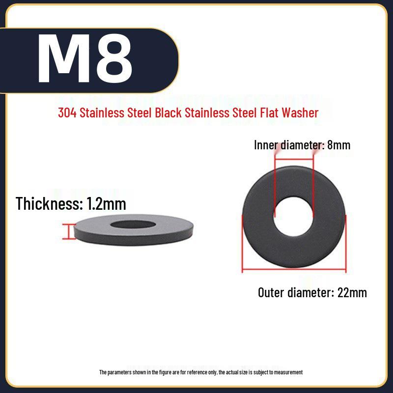 Игу Игу Нержавеющая сталь Черная прокладка Шайба M3M4 Плоская шайба для винтов