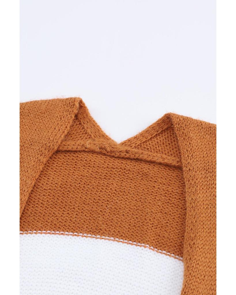 Azura Exchange Colorblock Open Front Long Knit Cardigan