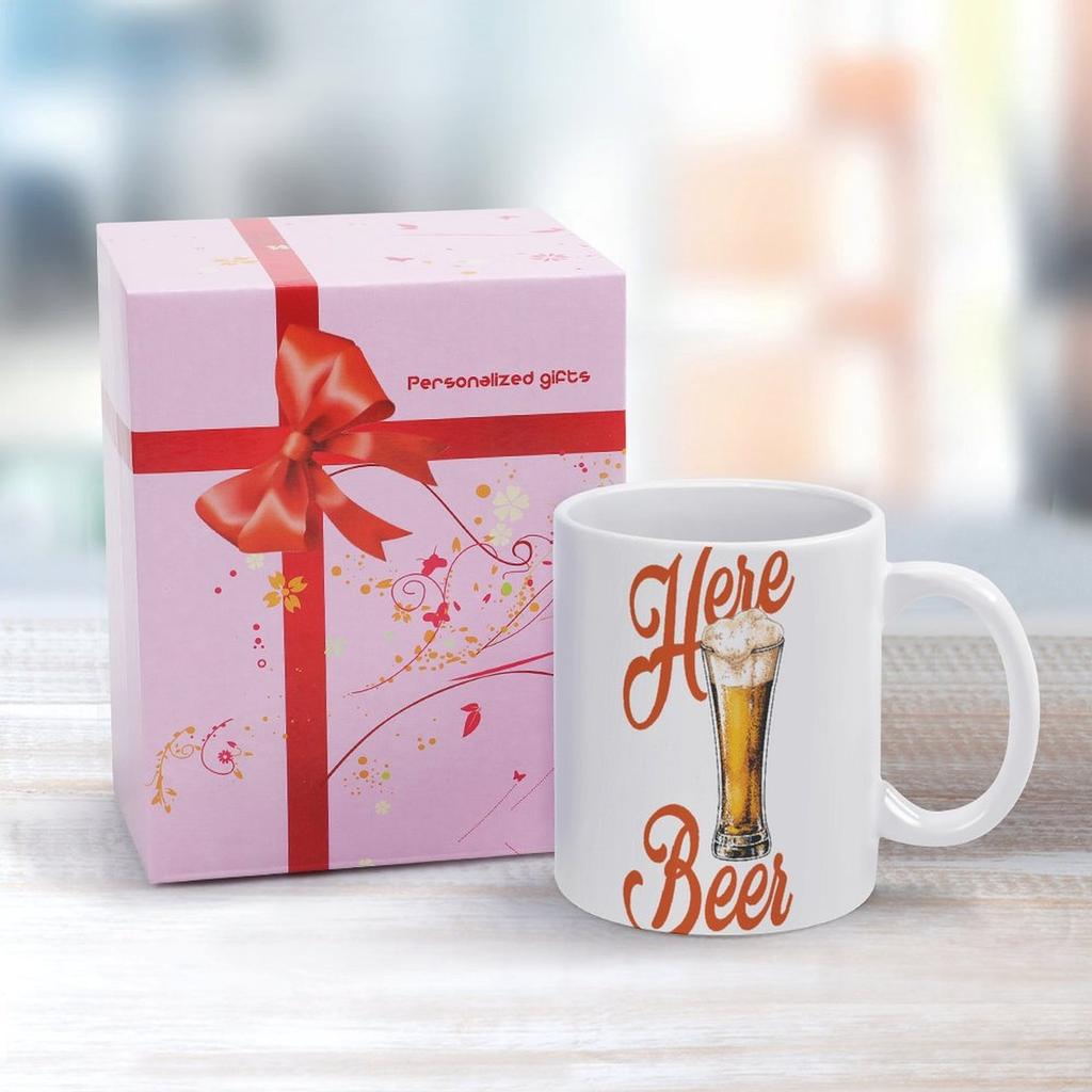 1 шт. 11 унций керамическая кружка с двусторонней печатью для любителей пива, простая повседневная чашка для кофе или чая, отличная идея для забавного подарка