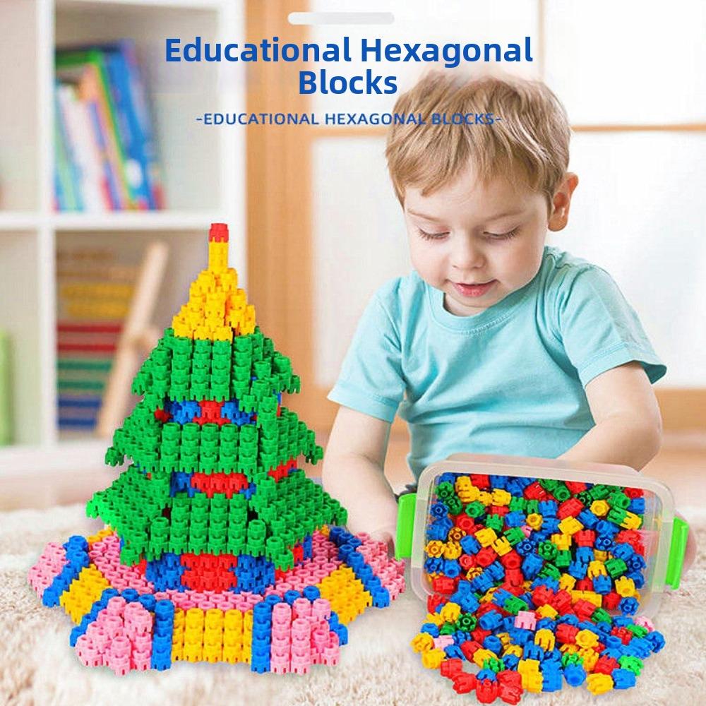 Colorful Hexagon Building Blocks Interlocking Structure Construction Toy Parent Child Play