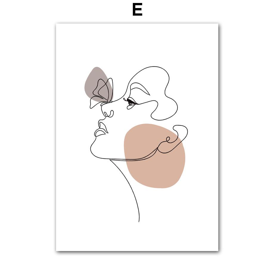 Wall Art Canvas Painting Flower Line Drew Lover Face Color Block Abstract Living Room Decor Posters And Prints Home Wall Picture