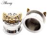 Alisouy 2PCS Stainless Steel Star Moon Sun Skull Cat Butterfly Ear Gauges Tunnels Plugs Expander Stretcher Piercing Body Jewelry
