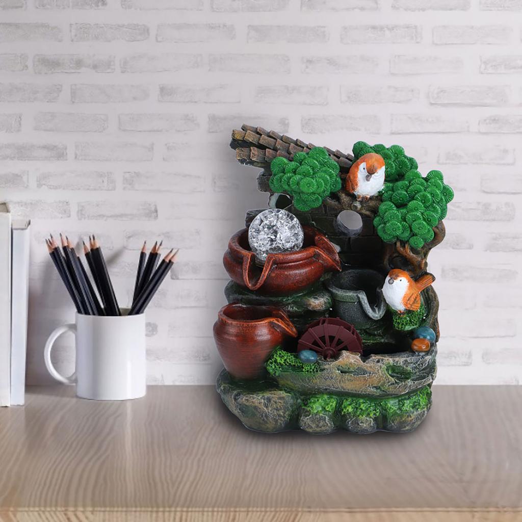 Оригинальный домашний настольный фонтанный орнамент, имитирующий рокарий, украшение стола с подсветкой, вилка 110 В