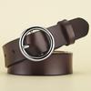 Belt Women'S Leather Belt, Women'S Round Buckle Cowhide Belt, Belt Women'S