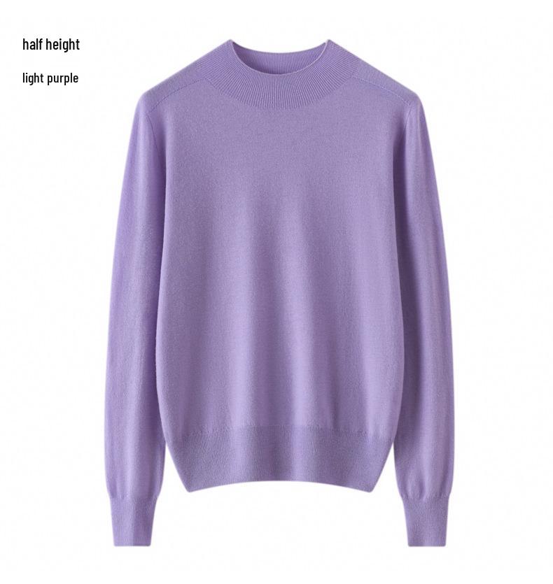 Women's 100% Pure Wool Seamless Knit Sweater, Machine Washable, Round Neck Spring Top