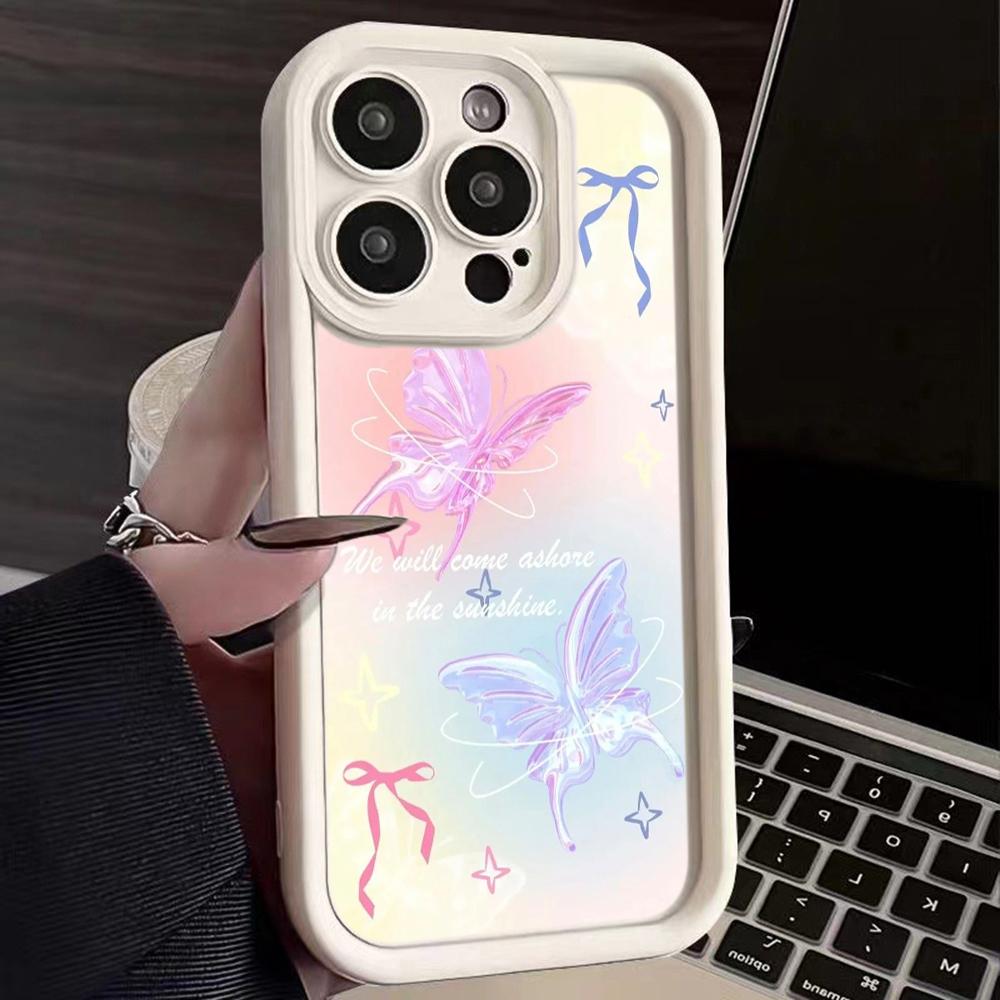 Мягкий чехол для телефона Angel Eye для Samsung A13 A23 A53 A14 A24 A34 A54 A15 A25 A35 A55 S20 S23 FE S24 Ultra Ae67 Бабочка цветок милый мультяшный арт-дизайн