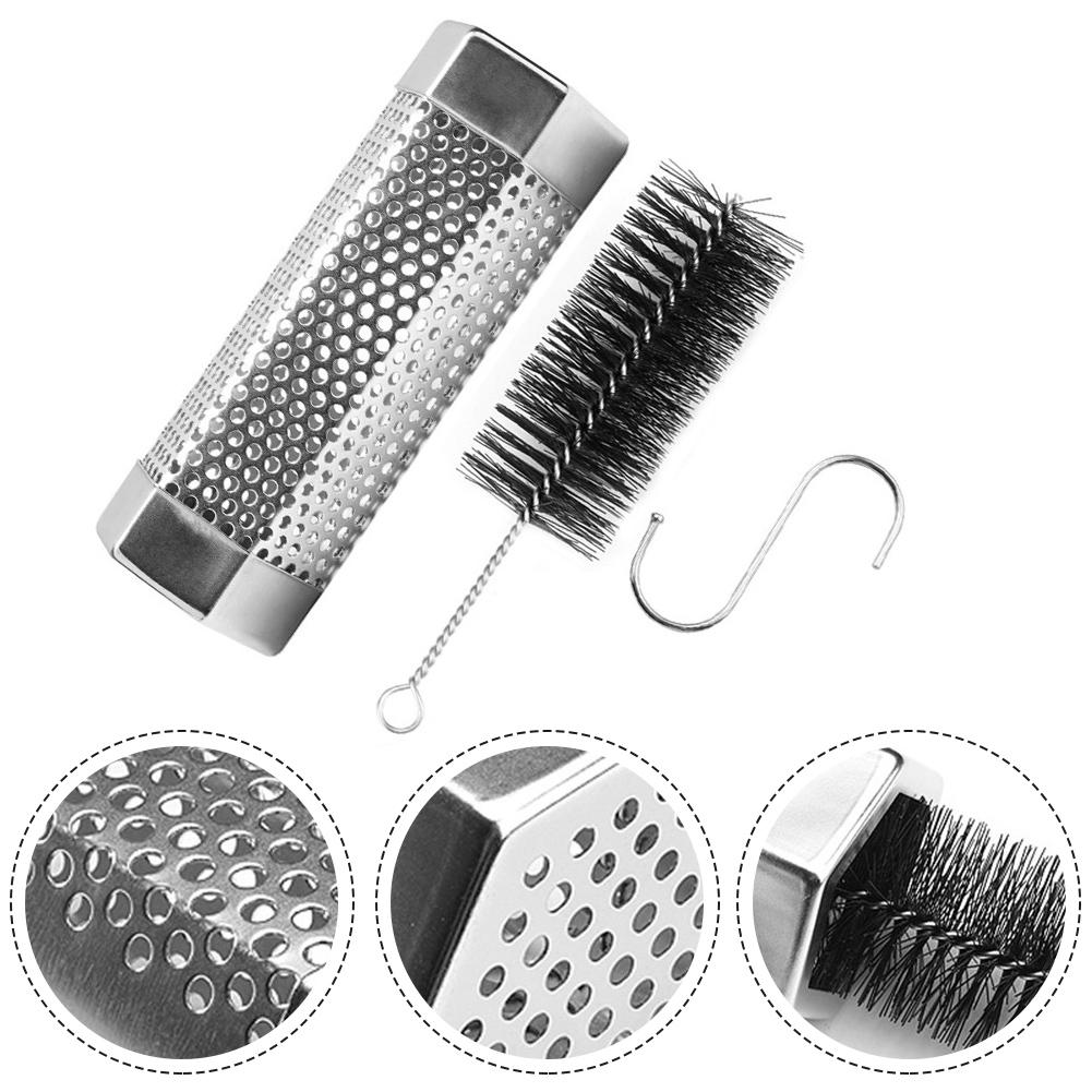 1 набор трубок из нержавеющей стали, 6 дюймов, большой емкости, шестиугольной формы, предотвращает перекатывание, дымовая трубка для BBQ для ароматного горячего и холодного копчения