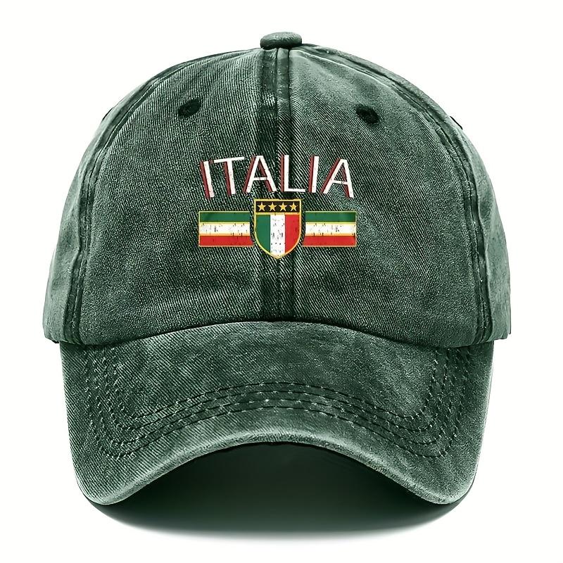 Unisex Vintage Italian Baseball Cap Adjustable Snapback Soft Textile Hat with Italia Flag AllSeason Outdoor Sun Hat for Unisex