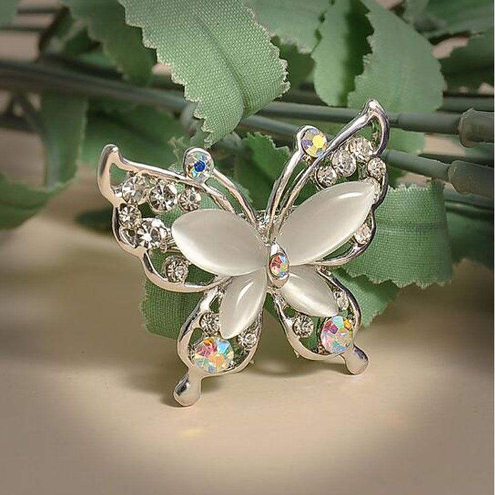 Accessories Crystal Wedding Gold/Silver Opal Stone Rhinestone Butterfly Brooch Pin Women Brooch Pin