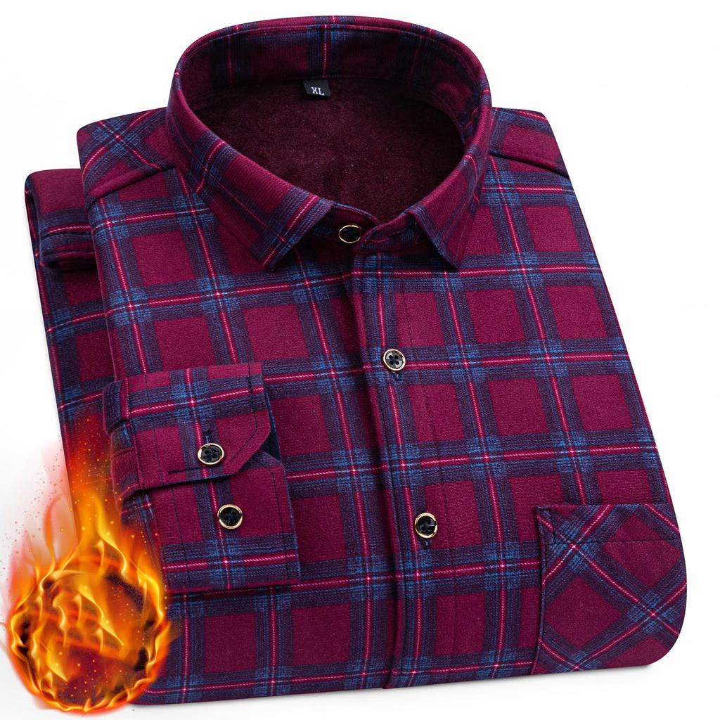 Мужские двухсторонние флисовые рубашки с длинным рукавом в клетку, более плотные, зимние, повседневные, теплые, трендовые, холодостойкие, удобные рубашки для мужчин