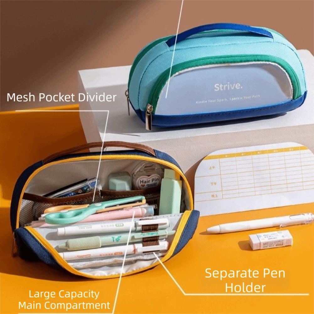 Contrasting Color Minimalist Pen Bag Large Capacity Pencil Case Pencil Pouch School Supplies