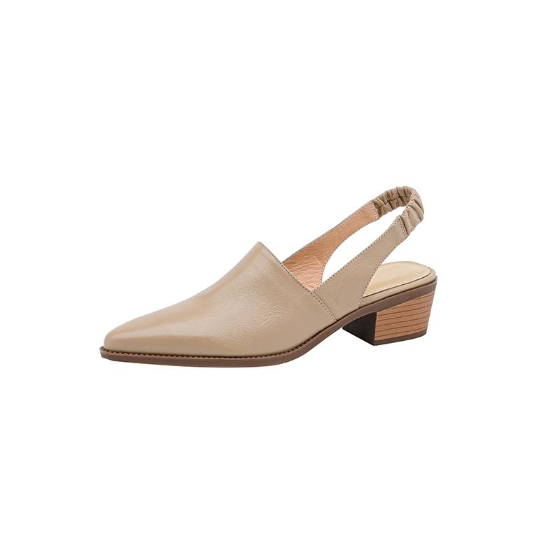 2024 New Women Sandals Spring Summer Fashion Genuine Leather Slingbacks Pumps Office Ladies Casual Shoes Woman Women Sandals