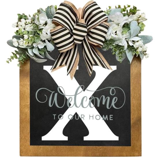 Модная дверная табличка без заусенцев с бантиком, начальная фамилия, год, поставка приветственных подарков в фермерском доме