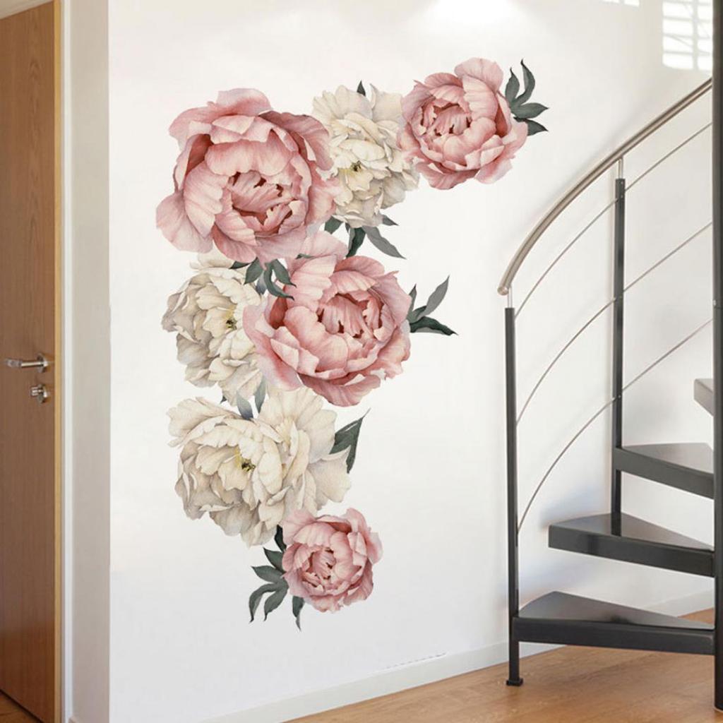 Beautiful Flower Peony Wall Sticker Adhesive Living Room TV Background Decal