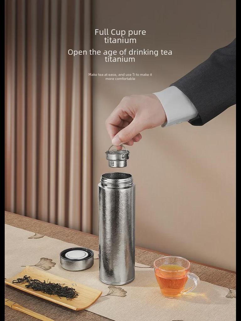Высококачественная термокружка из чистого титана - большой емкости для разделения чая и воды для деловых подарков