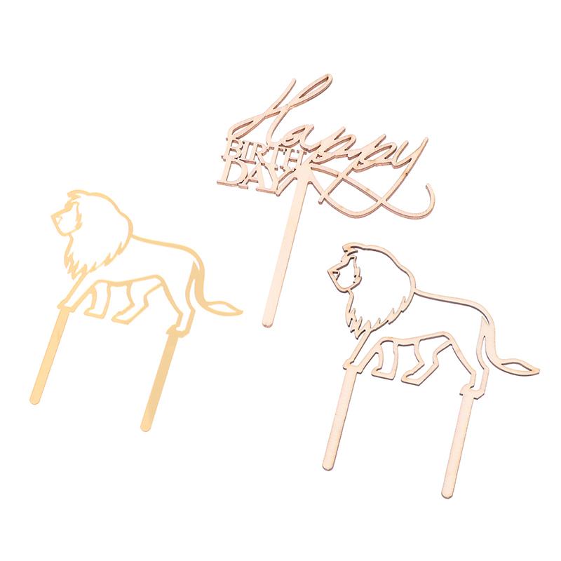 4Pcs Animal Theme Happy Birthday Acrylic Wood Cake Topper Giraffe Cake Toppers
