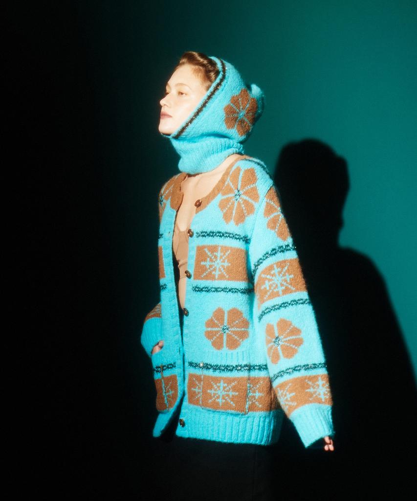 Greenbutter Sparkle Flower Cardigan (Light Blue)