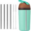 Metal Straw Replacement for Owala 14 oz Kids Water Bottle Accessories, With 2 Straw Cleaner, Reble Stainless Steel Straws Compatible With Owala Water