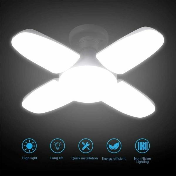 E27 LED Bulb Fan Blade Garage Light Deformable AC85-265V 28W Foldable Ceiling Fixture Lights Workshop Lamp Led Light Bulb  For Home Ceiling Light
