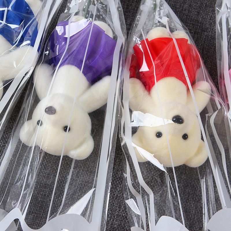 1Pcs Bear Soap Rose Bouquet Valentines Day Gift For Fridend Wedding Bouquet Home