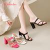 Fashion Aphixta 9cm High Heels Elegant Women Slides Square Toe Narrow Band Summer Heeled Sandals Sexy High Heels Shoes Plus Size 44