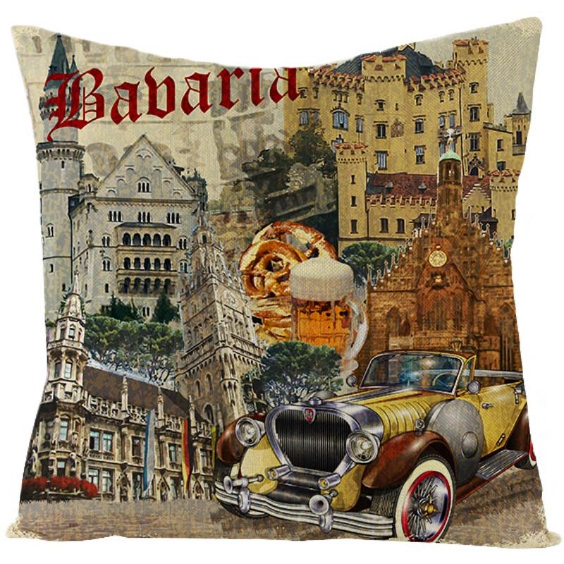 Наволочка в ретро американском стиле, полиэстер, с принтом, подушка для дома, гостиной, дивана, с принтом