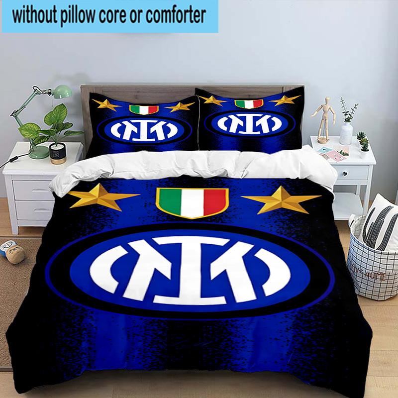 3pcs F.C. Internazionale Milano Printed Bedding Set Duvet Cover Closure Includes 1 Duvet Cover & 2 Pillowcases Bedding Sets Home Decor Gifts