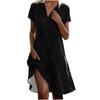 Summer Polka Dot V-Neck Short-Sleeve Dress for Women