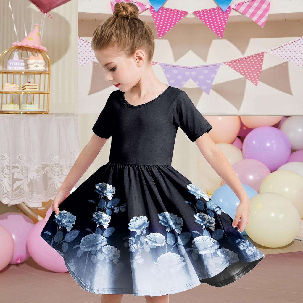 Летнее платье для девочек, платье для малышей, однотонное повседневное платье-футболка с коротким рукавом А-силуэта