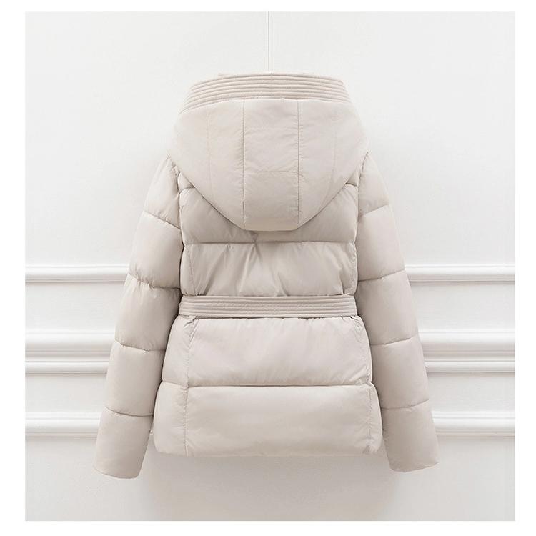 Women’s Short Hooded Windproof Thicken Warm Winter Jacket With Belt