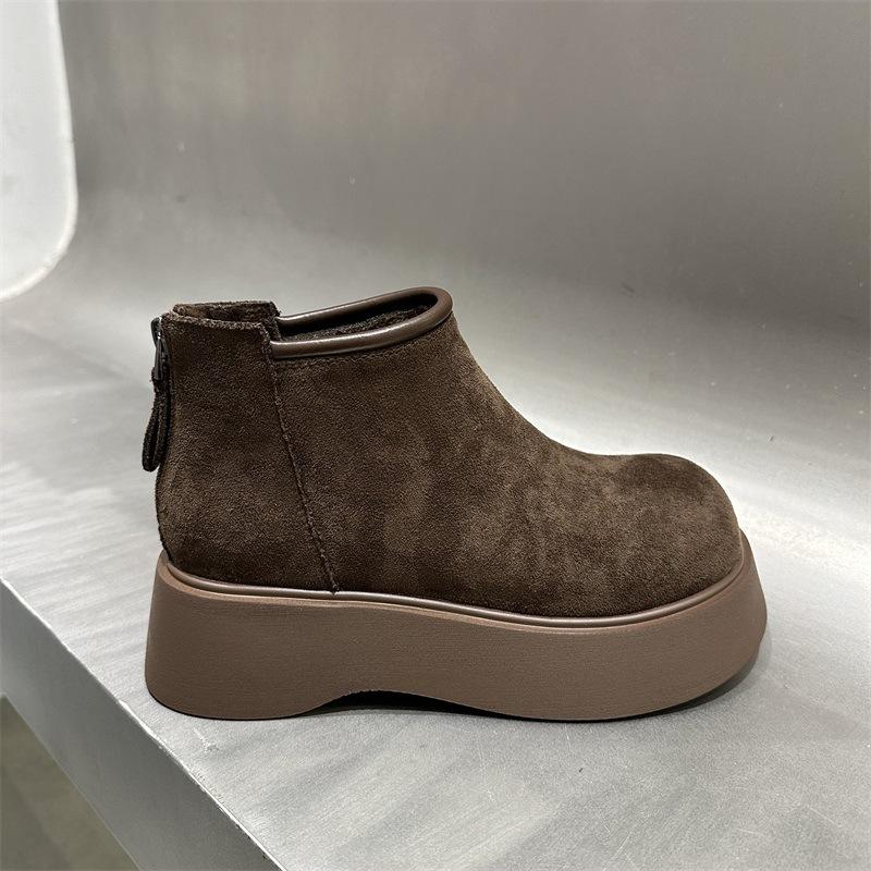 Новые зимние ботинки Martin на толстой подошве с завышенной талией 2024 года, короткие ботинки из утолщенной матовой кожи с мундштуком для сигарет, ботинки Chelsea