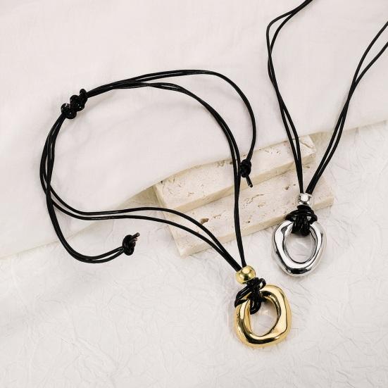 Женское ожерелье с подвеской из искусственной кожи, регулируемый неровный круглый кулон, завязывающийся узел, устойчивый к ржавчине, полированная поверхность, клубная вечеринка, чокер, шейное украшение