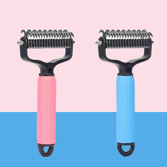 Расческа для распутывания колтунов для домашних животных Ручная расческа для подшерстка для собак и кошек Двусторонняя нержавеющая сталь