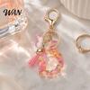 Pocket Keychain Pink Series Pendant, Sequins Heart Initial Letter Charm Key Chain with Everyday Carry Butterfly Tassel Design, A-Z Holder for