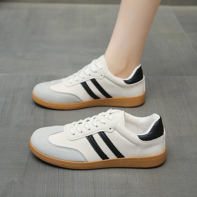 Ретро немецкие тренировочные кроссовки на плоской подошве женские 2025 лето новые универсальные дышащие маленькие белые туфли спортивная повседневная обувь обувь с мягкой подошвой