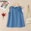 Womens Sleeveless Casual Bow Knot Solid Color Tank Tops